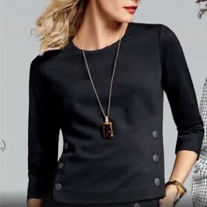 CAbi Black Button-Detail Blouse